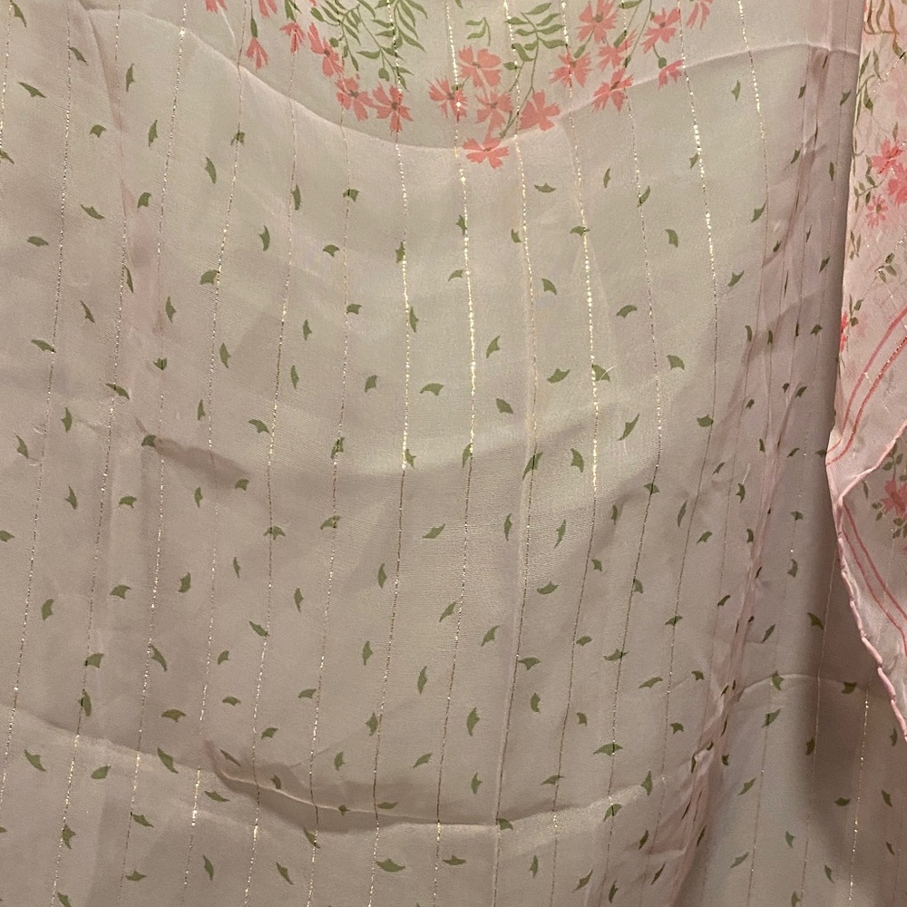 Helvetia Sheer Pink Floral Square Scarf 28x28 - Picture 3 of 5